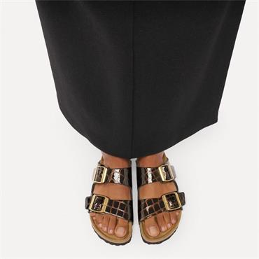 Birkenstock Arizona Leather Croc Print - Black